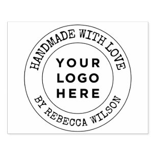 Handmade with love large custom rubber stamp