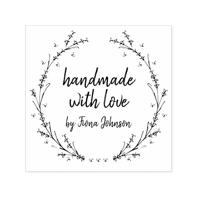 Handmade With Love Lavender Hearts Wreath Self-inking Stamp (Design)