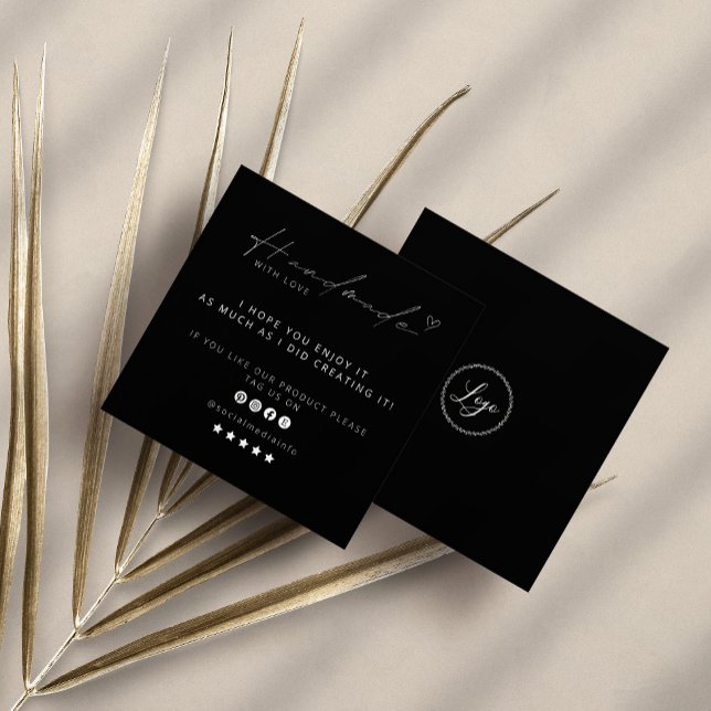 Handmade With Love Logo Small Business Socialmedia Square Business Card (Creator Uploaded)