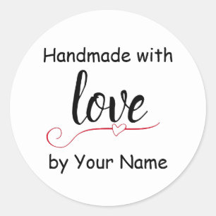 Handmade with love modern label heart sticker