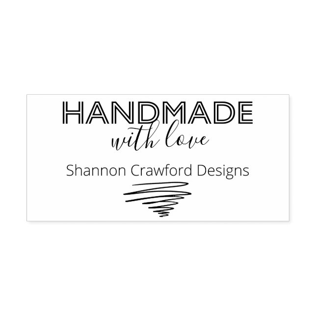 Handmade with Love Modern Retro Signature Scribble Rubber Stamp (Imprint)