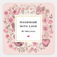 Handmade with Love Music Notes and Flowers