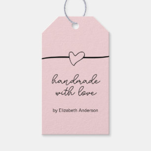 Handmade With Love Name Thank You Pink Hang Tags