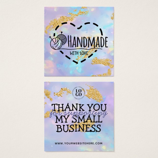 Handmade with love - opal gold thanks for support (Front & Back)