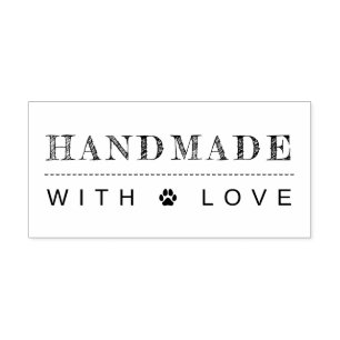 Handmade With Love Paw Print Rubber Stamp