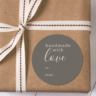 Handmade with Love Personalised Brown Classic Round Sticker