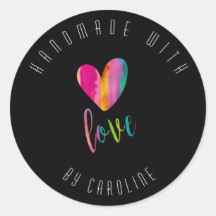 Handmade with Love Personalised Classic Round Sticker