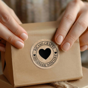 Handmade with love personalised classic round sticker