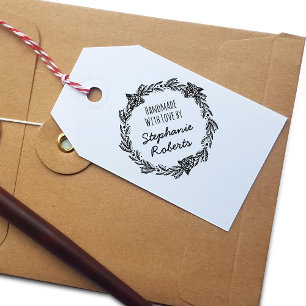 Handmade With Love Personalised Round Rubber Stamp