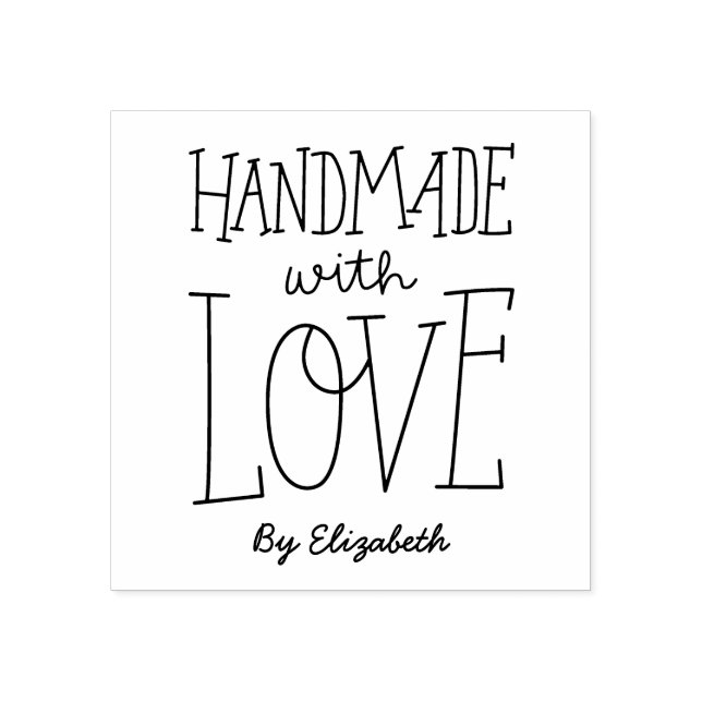 Handmade With Love Personalised Rubber Stamp (Imprint)