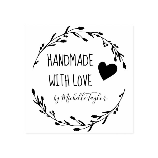 Handmade With Love Personalised Rubber Stamp (Imprint)