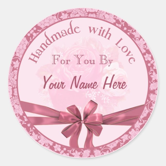 Handmade with Love Personalised Seals, Stickers (Front)