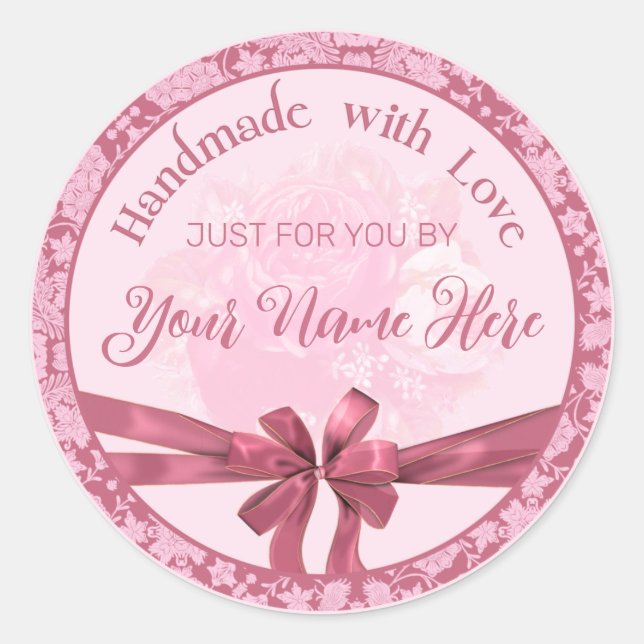 Handmade with Love Personalised Seals, Stickers (Front)