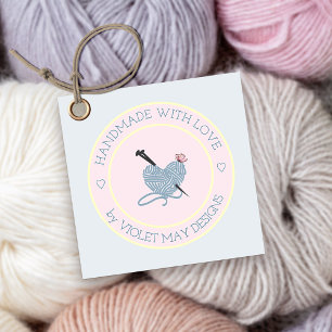 Handmade with Love Pink and Blue Yarn Craft Favour Tags