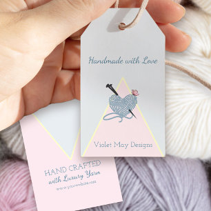 Handmade with Love Pink Blue Yarn Craft Gift Tags