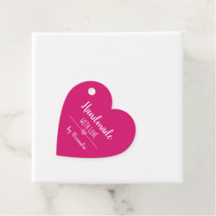 Handmade with love pink favour tags