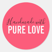 Handmade with love pink typography script