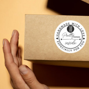 Handmade With Love pretty things inside parcel  Classic Round Sticker