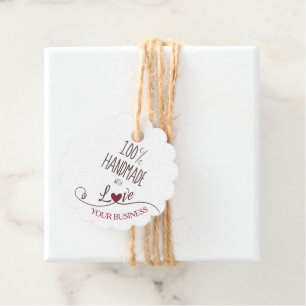 Handmade with Love Quote with Network Heart Favour Tags