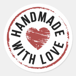 Handmade With Love Red Heart Sticker