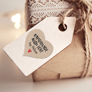 Handmade With Love Rustic Kraft Heart Sticker