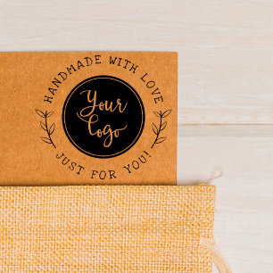 Handmade With Love   Rustic Script Custom Product Self-inking Stamp