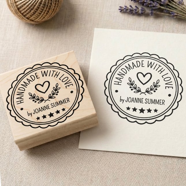 Handmade With Love. Scalloped Circular Framed Rubber Stamp (Creator Uploaded)
