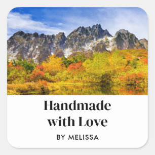 Handmade with Love Scenic Forest and Mountains Square Sticker