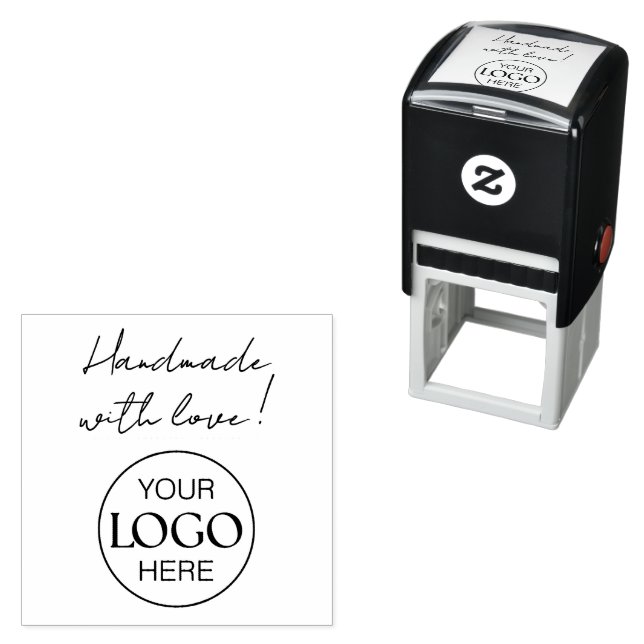 Handmade With Love Script  Business Logo Self-inking Stamp (In Situ)