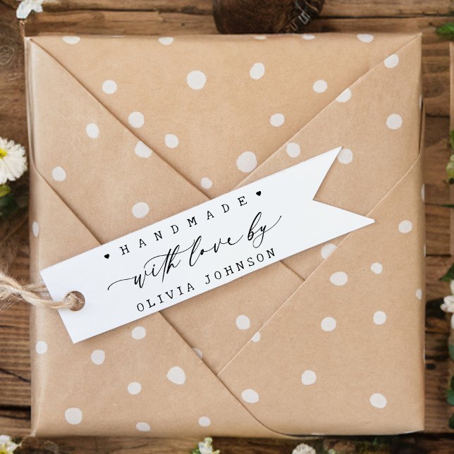 Handmade with Love Script Heart Personalised  Rubber Stamp (Creator Uploaded)