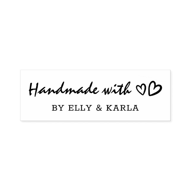 Handmade with Love Script Heart Personalised Self-inking Stamp (Design)