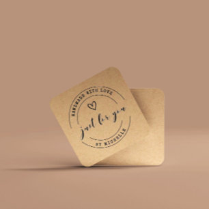 handmade with love script thank you card