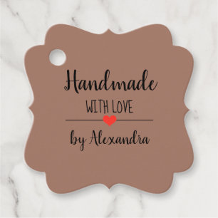 Handmade with love script white simple favour tags