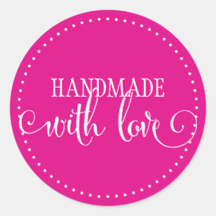 HANDMADE WITH LOVE SEAL modern stylish script pink