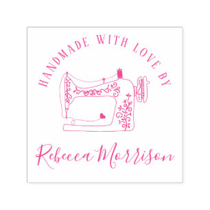 Handmade With Love   Sewing Machine & Custom Name Self-inking Stamp