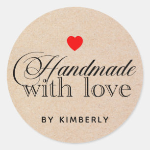 Handmade with Love Simple Classic Round Sticker