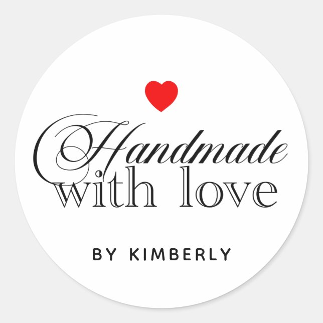 Handmade with Love Simple Classic Round Sticker (Front)