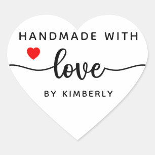 Handmade with Love Simple Heart Sticker