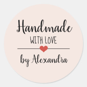 Handmade with love simple script classic round sticker