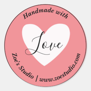 Handmade with Love, Simple Small Business Classic Round Sticker