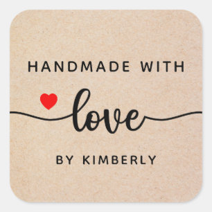 Handmade with Love Simple Square Sticker