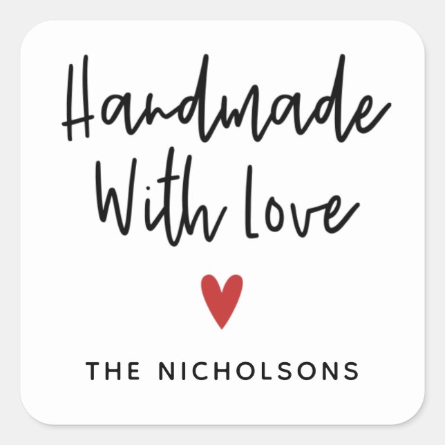 Handmade With Love Small business label (Front)