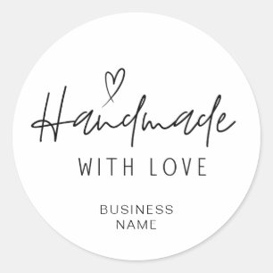 Handmade With Love Small Business Name Classic Round Sticker
