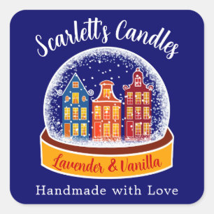 Handmade With Love Snowglobe Christmas Candle Square Sticker