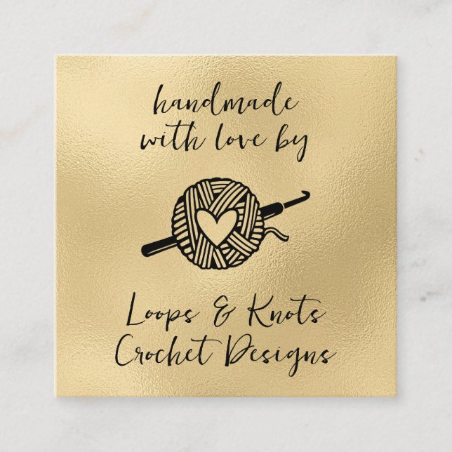 Handmade With Love Square Business Card (Front)