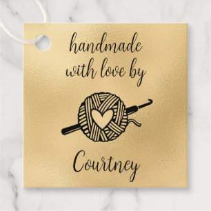 Handmade With Love Square Crochet Favour Tags