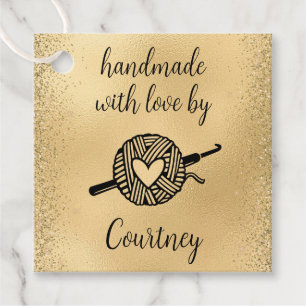 Handmade With Love Square Crochet Favour Tags