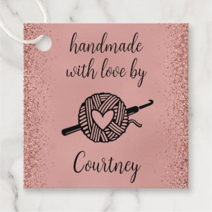 Handmade With Love Square Crochet Favour Tags