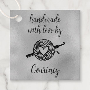 Handmade With Love Square Crochet Favour Tags
