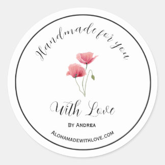 Handmade with love sticker for custom goods
